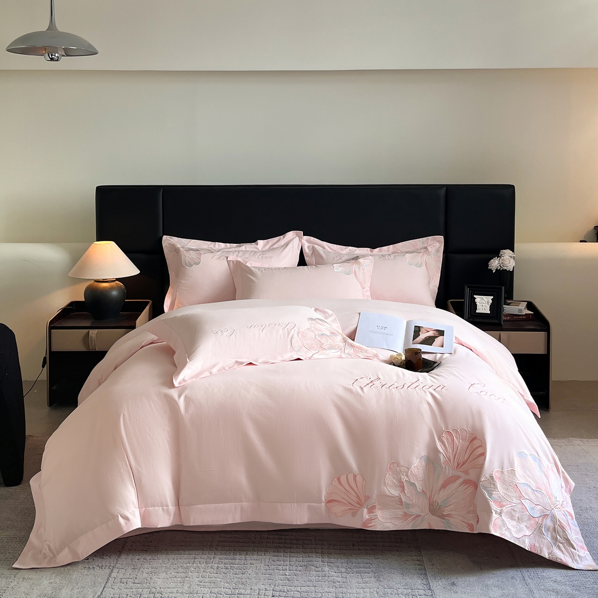 置顶家纺 2025新款COCO小姐加厚磨毛亲肤四件套 COCO小姐加厚磨毛-玉粉