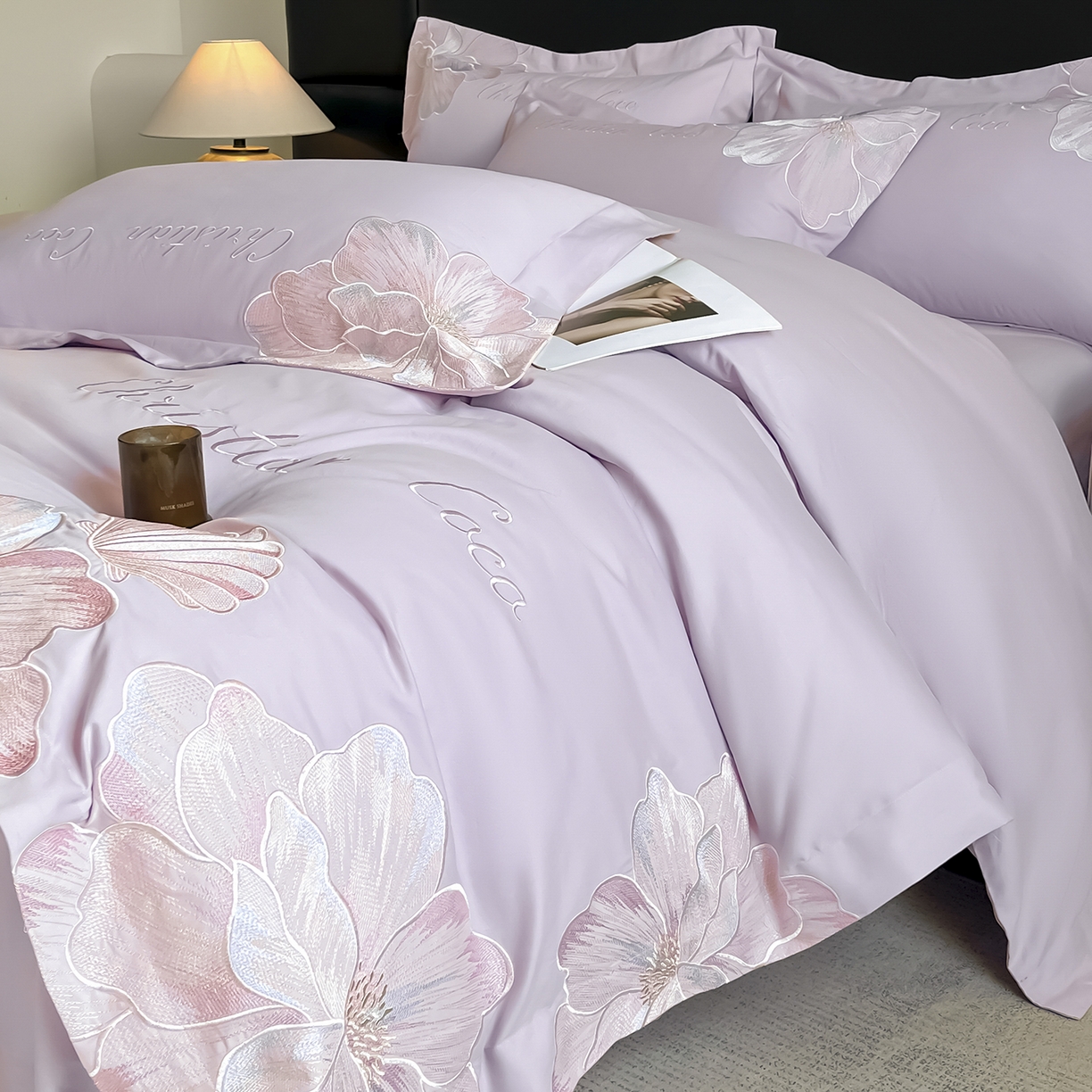 91家纺网 家纺一手货源 找家纺 置顶家纺 2025新款COCO小姐加厚磨毛亲肤四件套 COCO小姐加厚磨毛-香芋紫