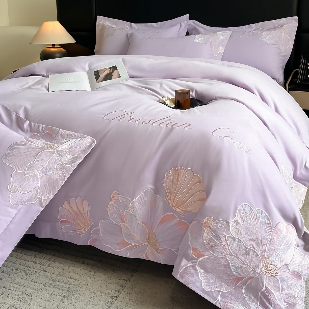 91家纺网 家纺一手货源 找家纺 置顶家纺 2025新款COCO小姐加厚磨毛亲肤四件套 COCO小姐加厚磨毛-香芋紫