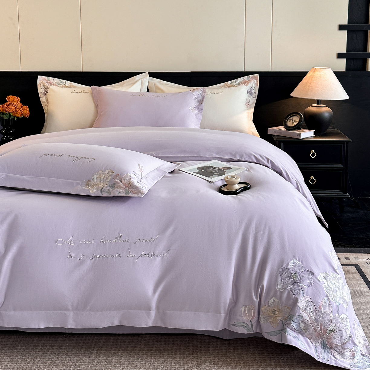 91家纺网 家纺一手货源 找家纺 置顶家纺 2025秋冬新款加厚全棉磨毛四件套-秘密花园 秘密花园-香芋紫