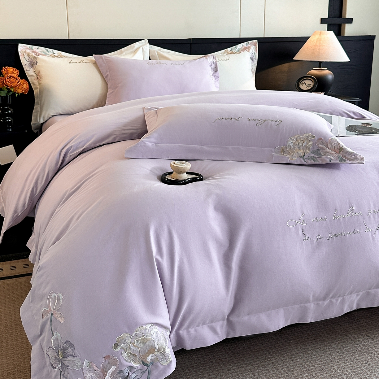 91家纺网 家纺一手货源 找家纺 置顶家纺 2025秋冬新款加厚全棉磨毛四件套-秘密花园 秘密花园-香芋紫