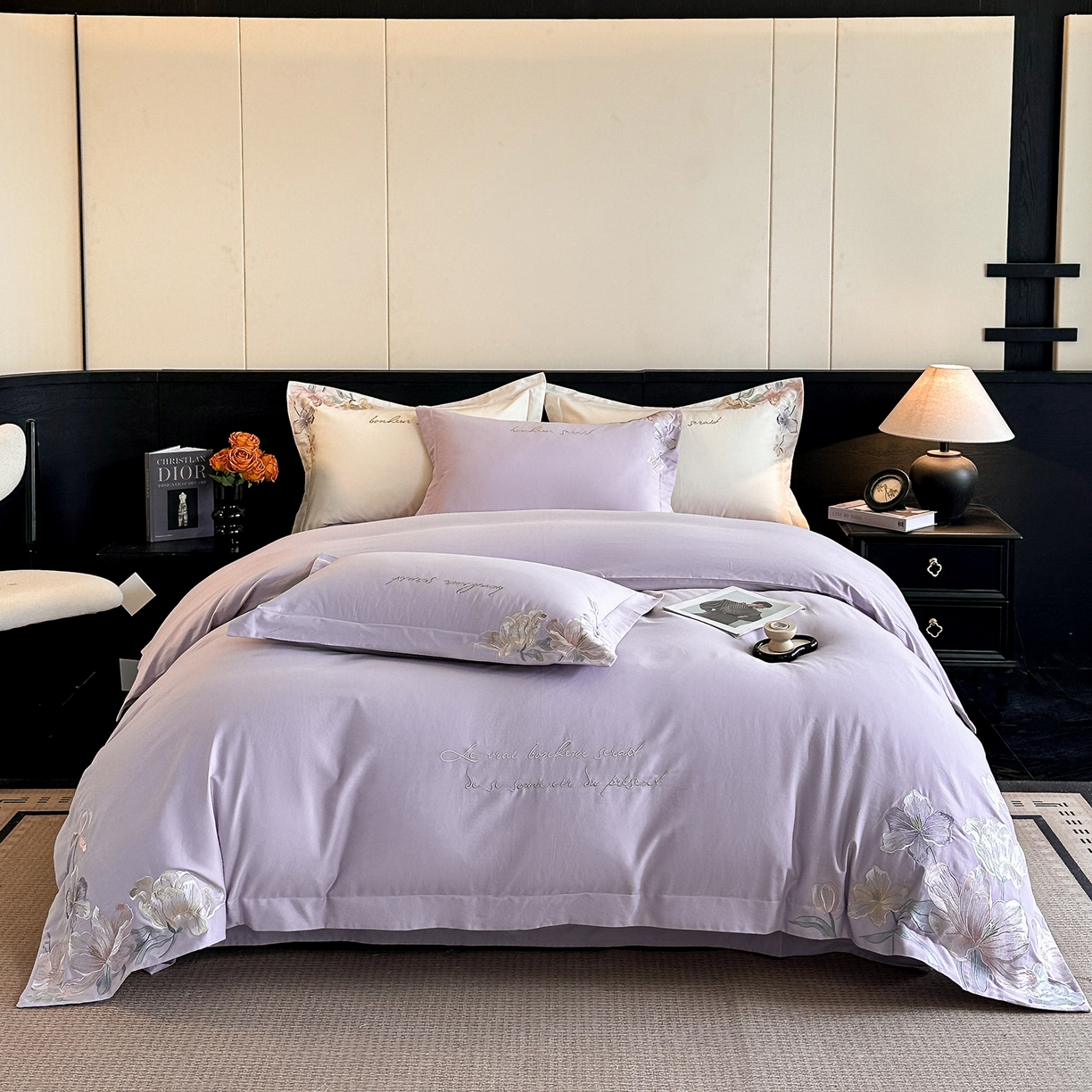 置顶家纺 2025秋冬新款加厚全棉磨毛四件套-秘密花园 秘密花园-香芋紫