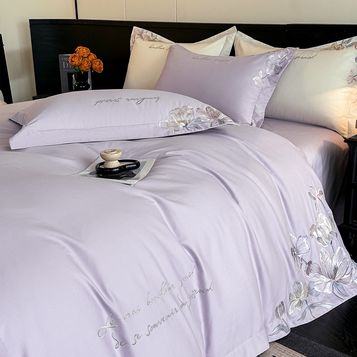 91家纺网 家纺一手货源 找家纺 置顶家纺 2025秋冬新款加厚全棉磨毛四件套-秘密花园 秘密花园-香芋紫