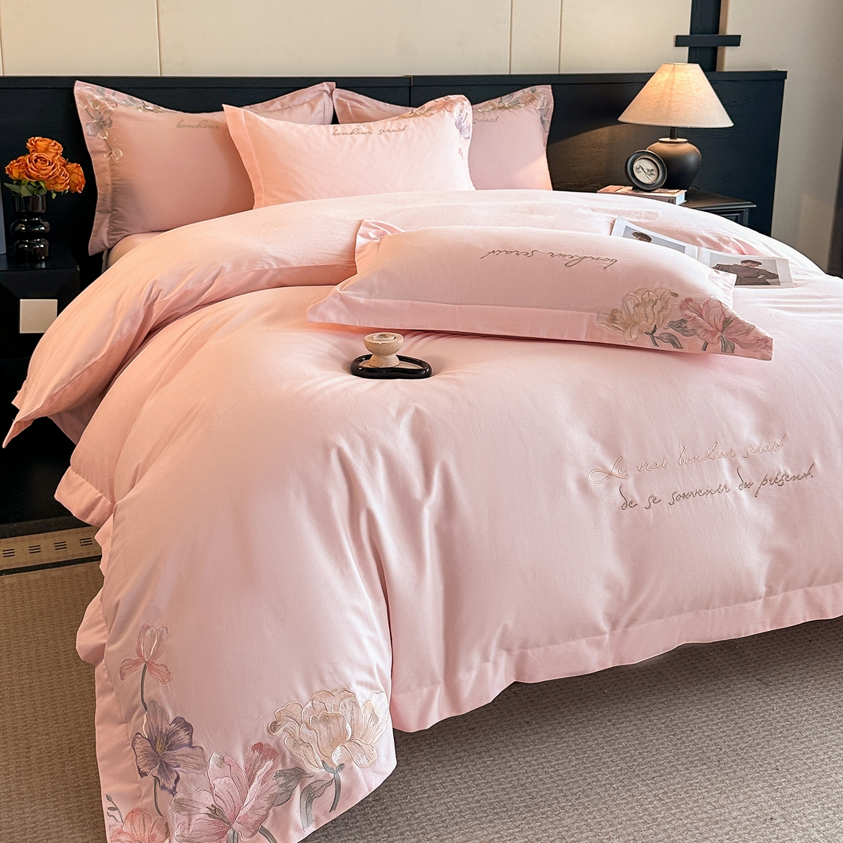 91家纺网 家纺一手货源 找家纺 置顶家纺 2025秋冬新款加厚全棉磨毛四件套-秘密花园 秘密花园-玉粉