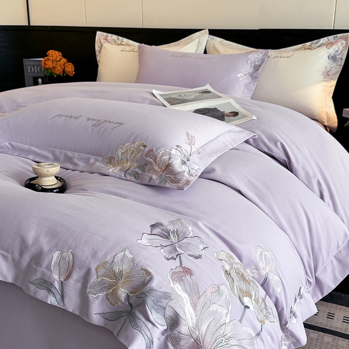 91家纺网 家纺一手货源 找家纺 置顶家纺 2025秋冬新款加厚全棉磨毛四件套-秘密花园 秘密花园-香芋紫