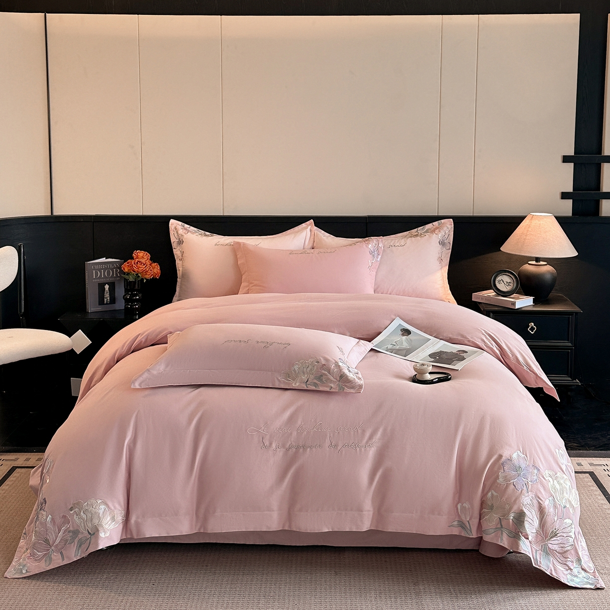 置顶家纺 2025秋冬新款加厚全棉磨毛四件套-秘密花园 秘密花园-浅豆沙