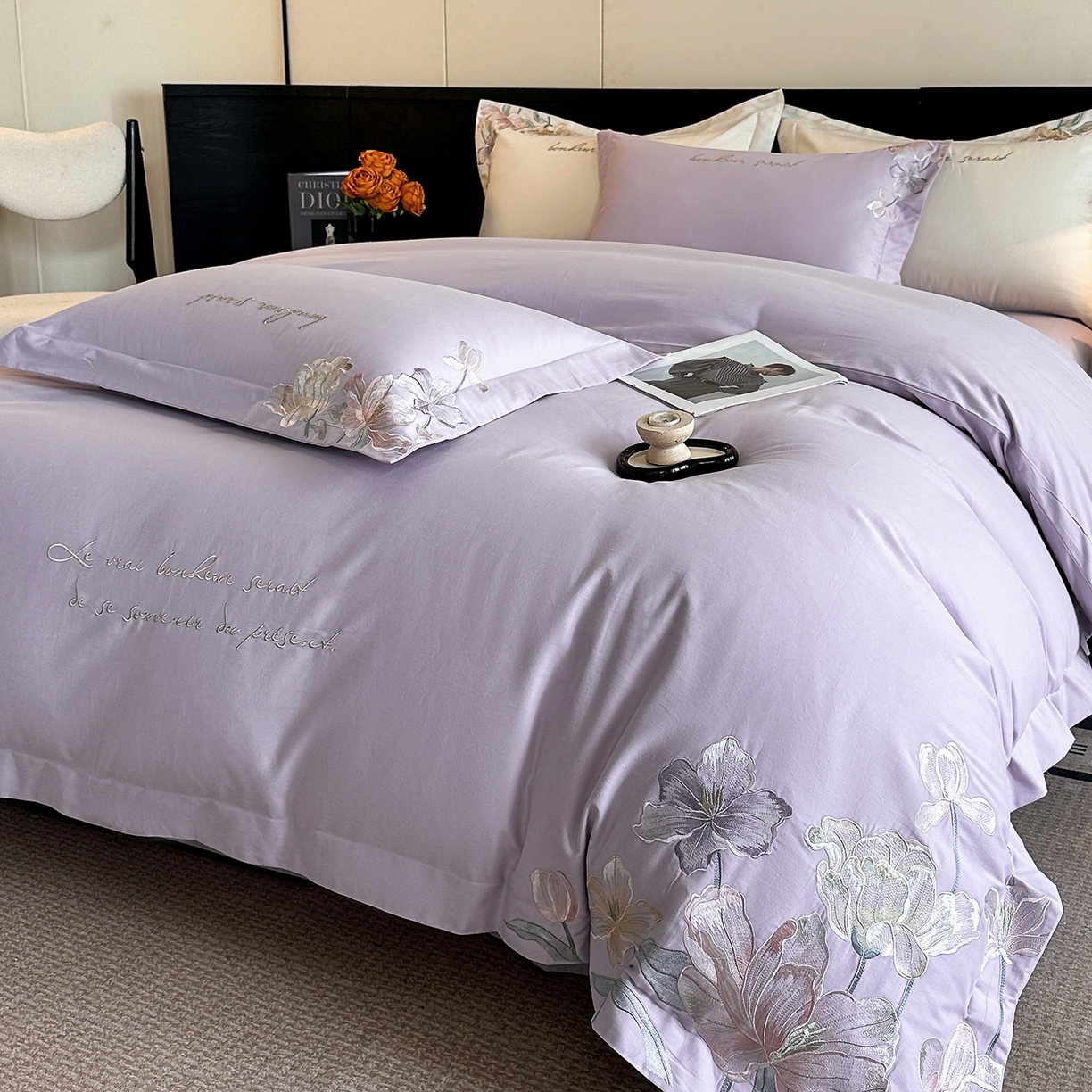 91家纺网 家纺一手货源 找家纺 置顶家纺 2025秋冬新款加厚全棉磨毛四件套-秘密花园 秘密花园-香芋紫