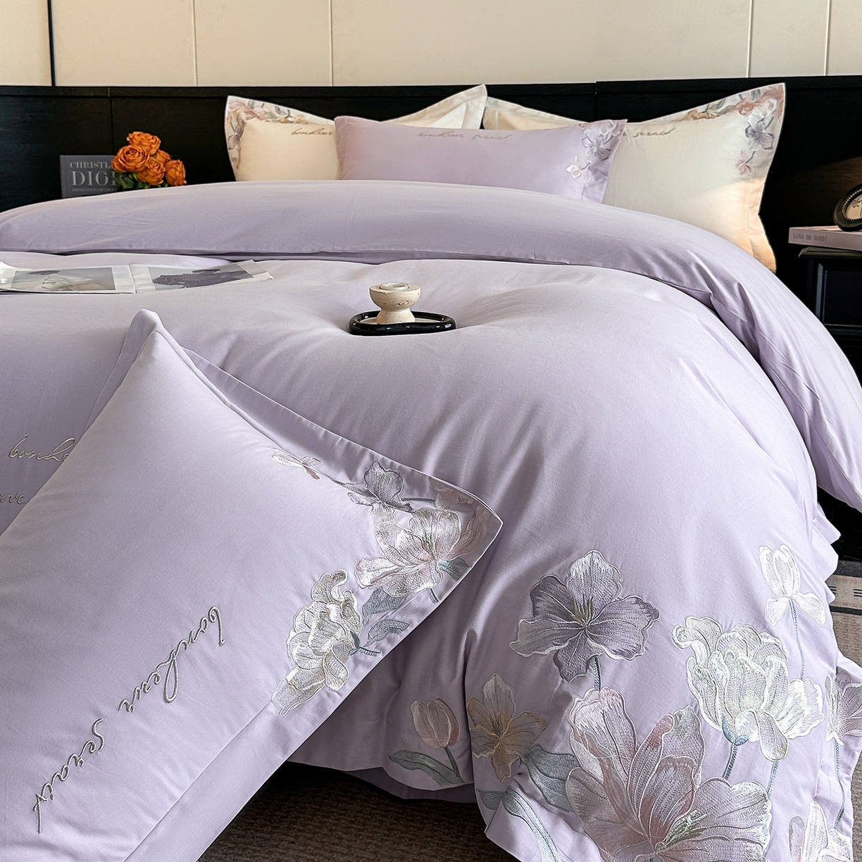 91家纺网 家纺一手货源 找家纺 置顶家纺 2025秋冬新款加厚全棉磨毛四件套-秘密花园 秘密花园-香芋紫