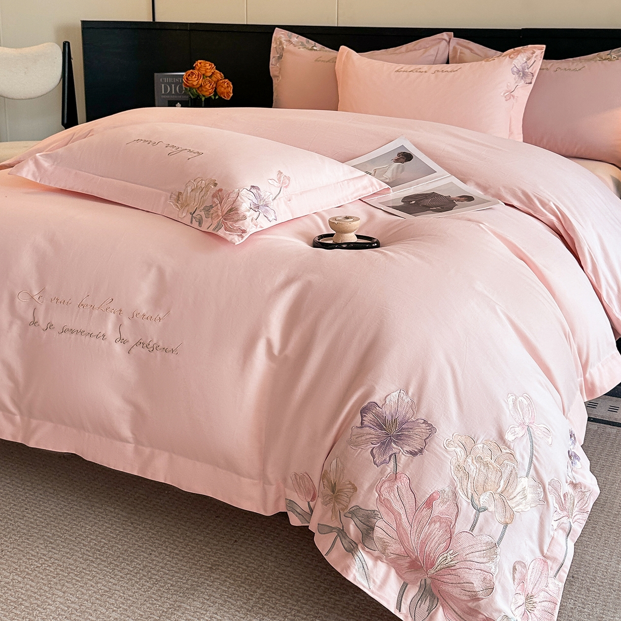 91家纺网 家纺一手货源 找家纺 置顶家纺 2025秋冬新款加厚全棉磨毛四件套-秘密花园 秘密花园-玉粉