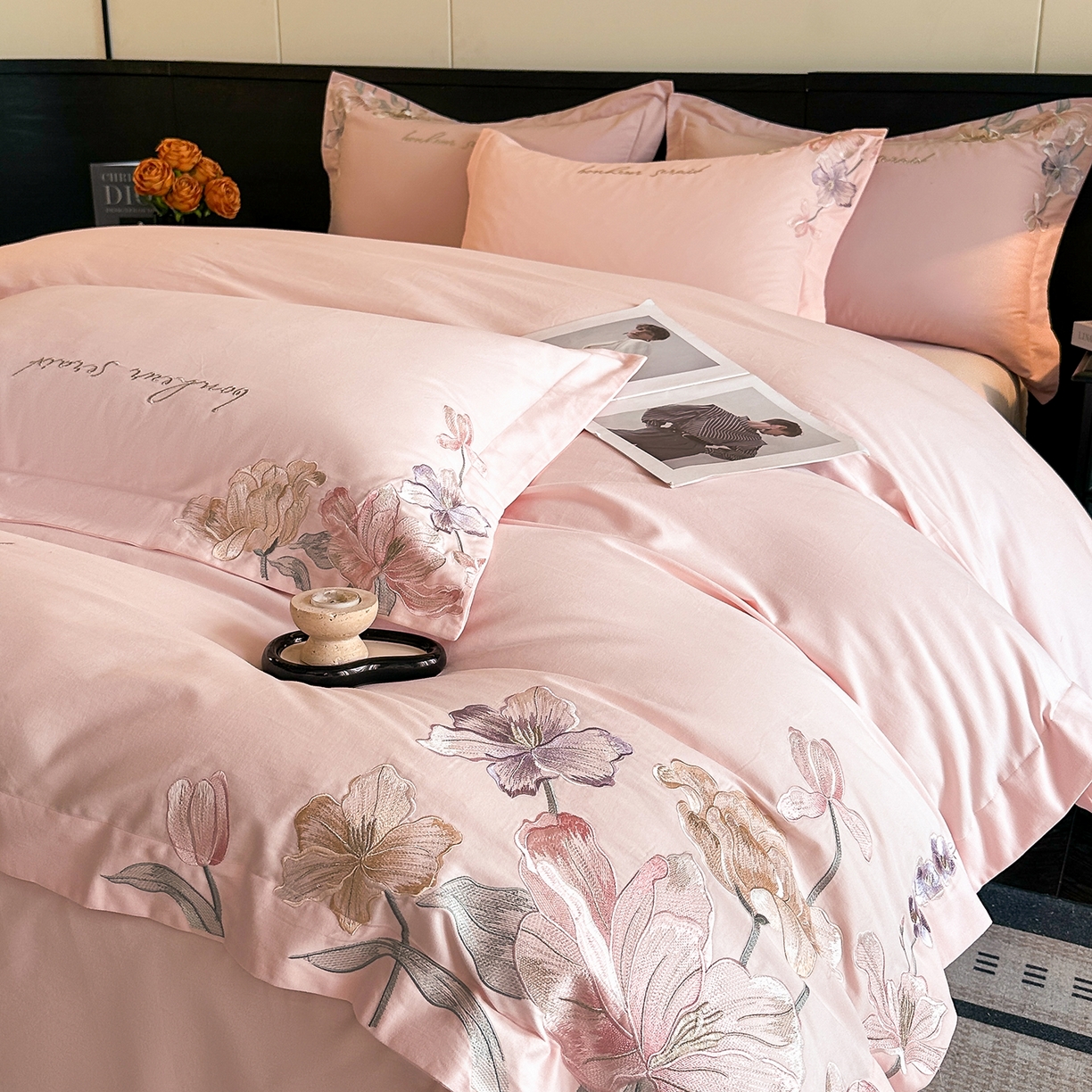 91家纺网 家纺一手货源 找家纺 置顶家纺 2025秋冬新款加厚全棉磨毛四件套-秘密花园 秘密花园-玉粉