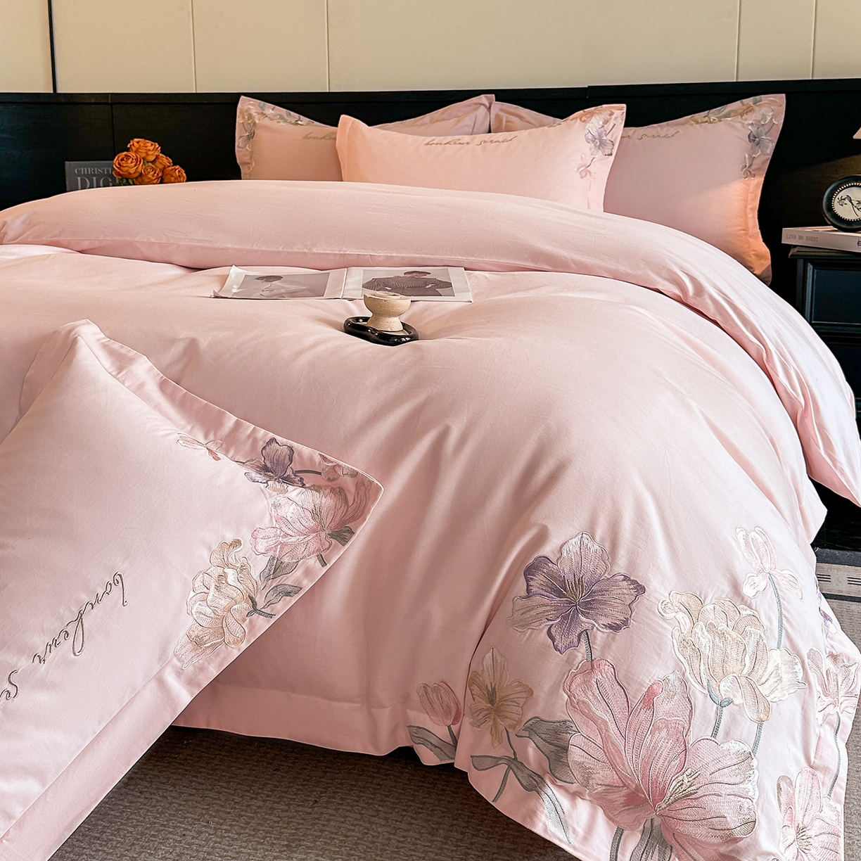 91家纺网 家纺一手货源 找家纺 置顶家纺 2025秋冬新款加厚全棉磨毛四件套-秘密花园 秘密花园-玉粉