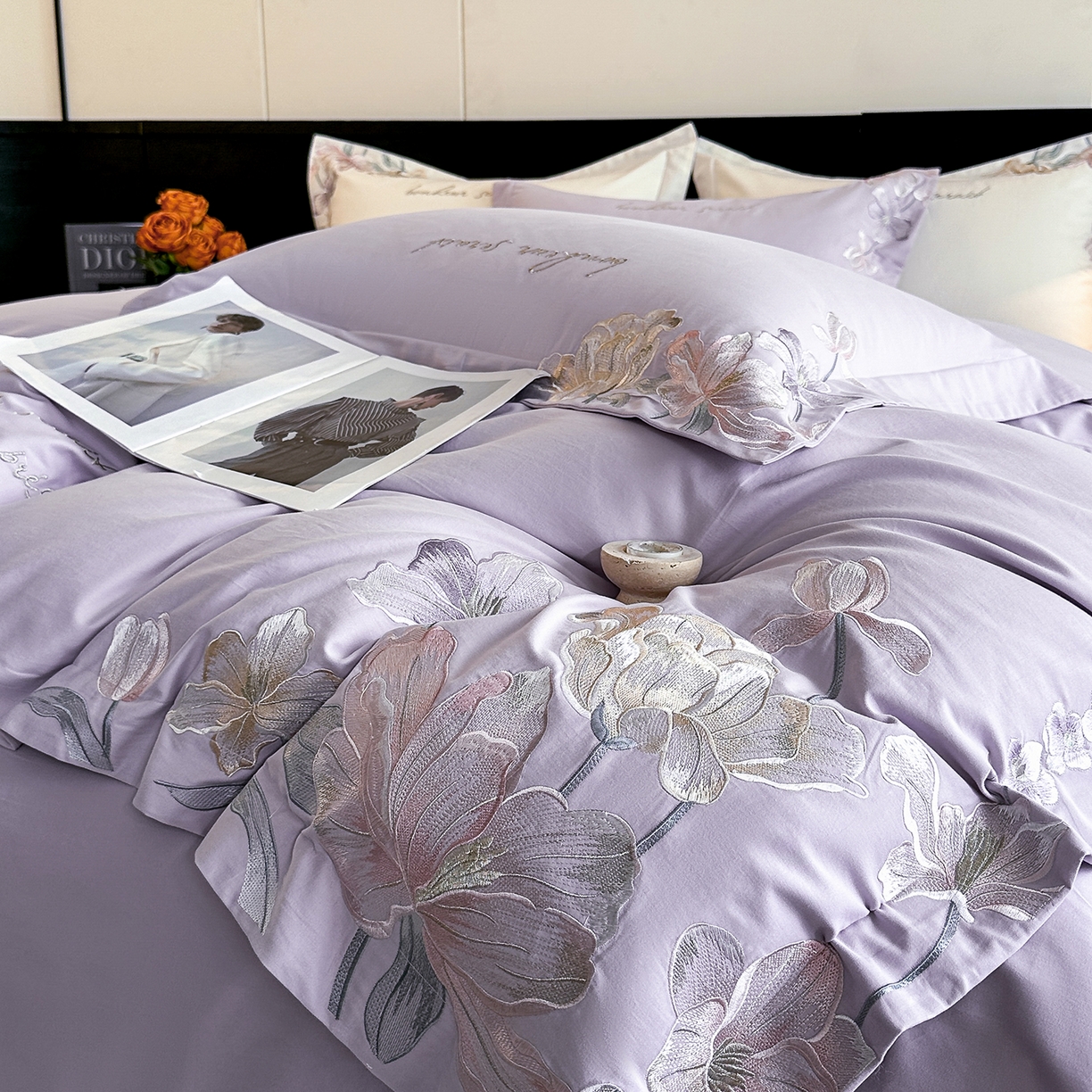 91家纺网 家纺一手货源 找家纺 置顶家纺 2025秋冬新款加厚全棉磨毛四件套-秘密花园 秘密花园-香芋紫