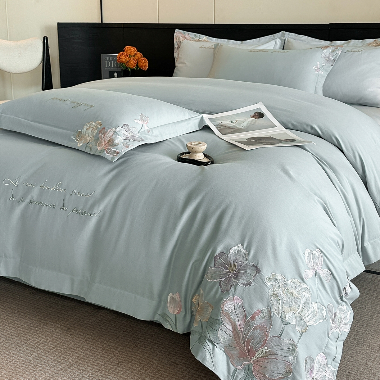 91家纺网 家纺一手货源 找家纺 置顶家纺 2025秋冬新款加厚全棉磨毛四件套-秘密花园 秘密花园-繁星蓝