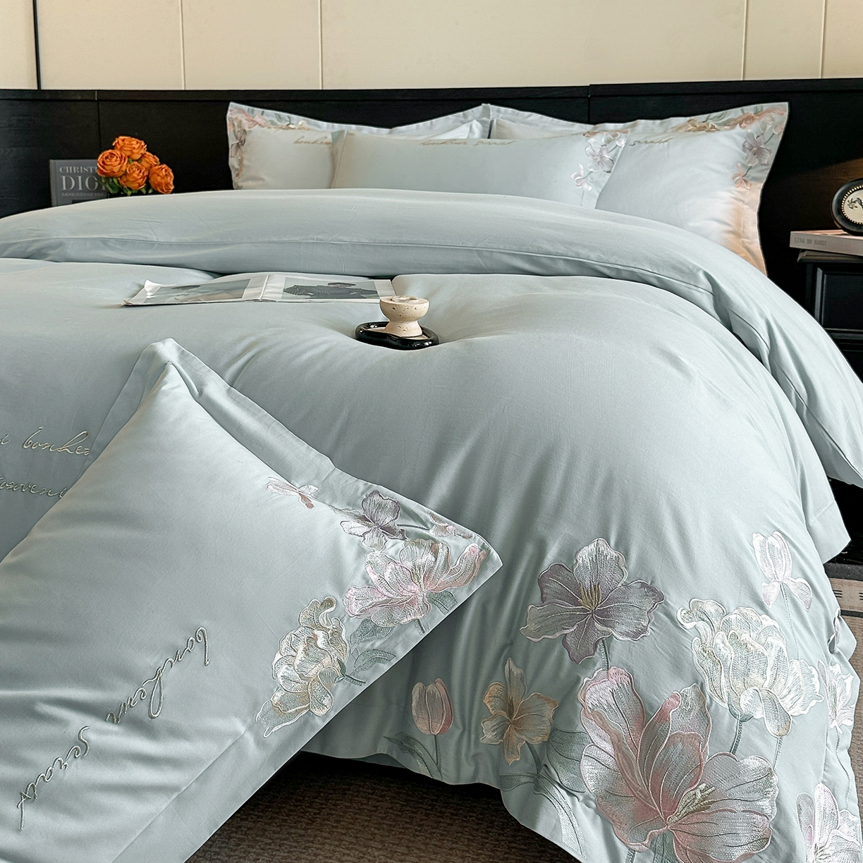 91家纺网 家纺一手货源 找家纺 置顶家纺 2025秋冬新款加厚全棉磨毛四件套-秘密花园 秘密花园-繁星蓝