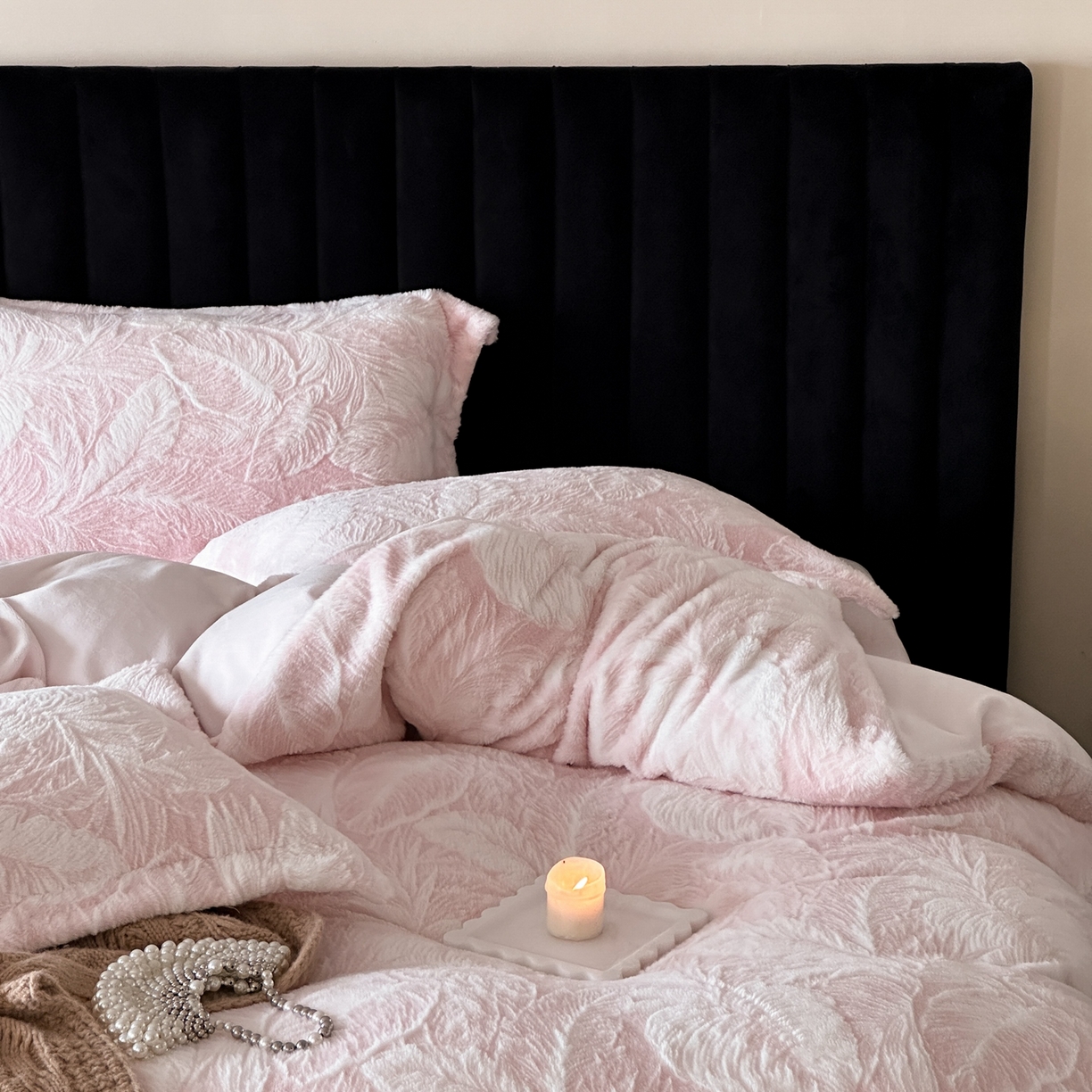 91家纺网 家纺一手货源 找家纺 MIU缪家居 2025新款A版兔毛B版牛奶绒四件套-挪威森林 挪威森林-嫣粉