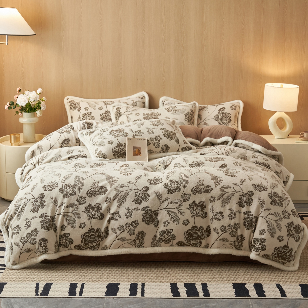 91家纺网 家纺一手货源 找家纺 晨曦家纺 2025新款兔毛包边雕花琅花牛奶绒四件套复古高级感轻奢 黛丝