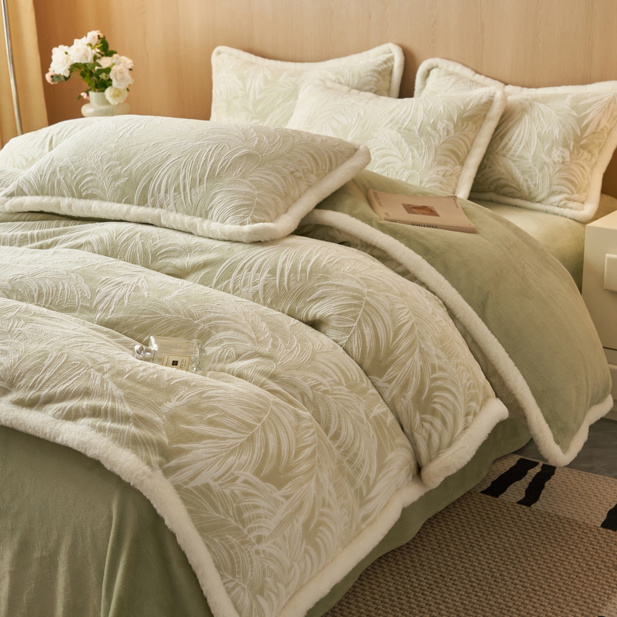 91家纺网 家纺一手货源 找家纺 晨曦家纺 2025新款兔毛包边雕花琅花牛奶绒四件套复古高级感轻奢 冬梦