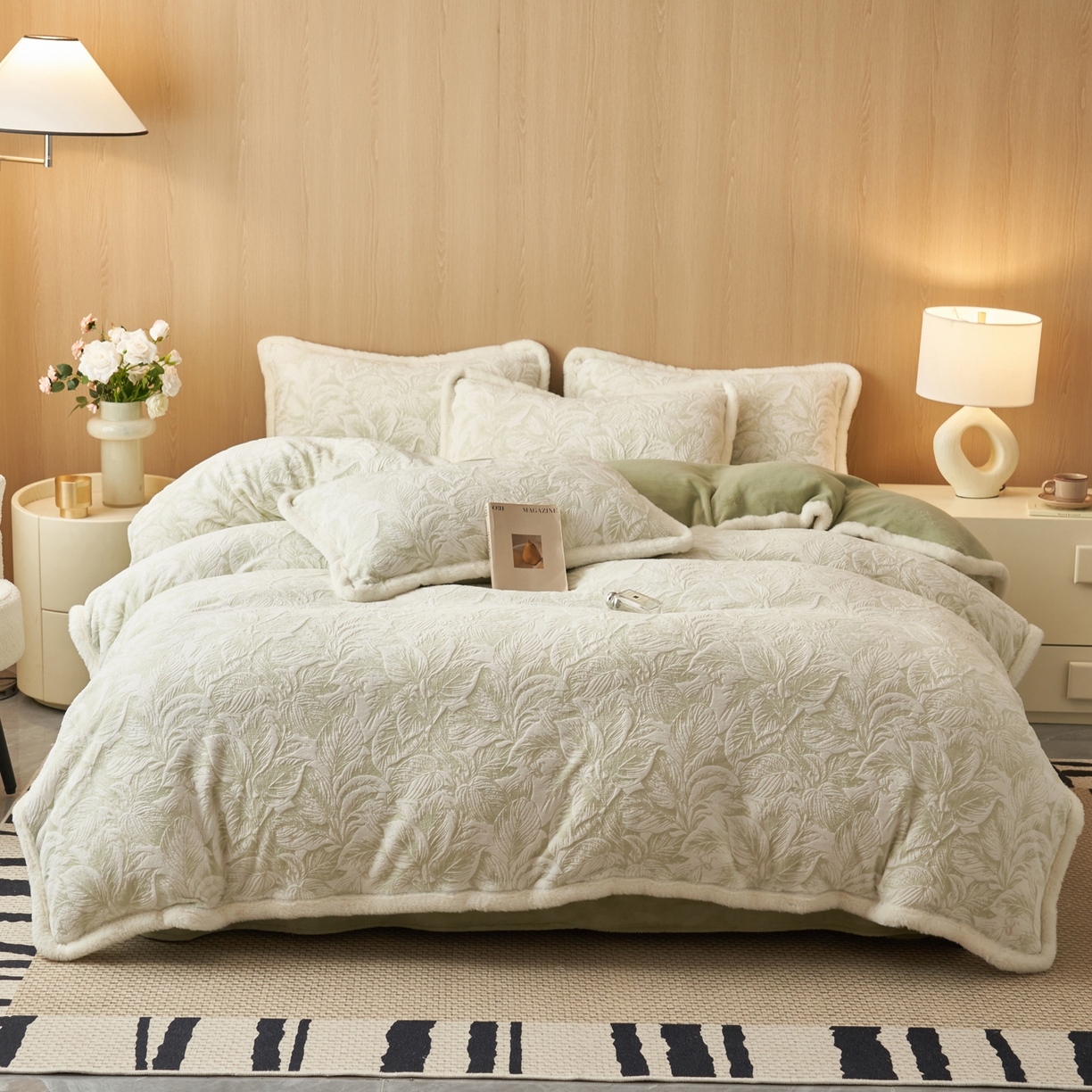 91家纺网 家纺一手货源 找家纺 晨曦家纺 2025新款兔毛包边雕花琅花牛奶绒四件套复古高级感轻奢 塔莎的花园