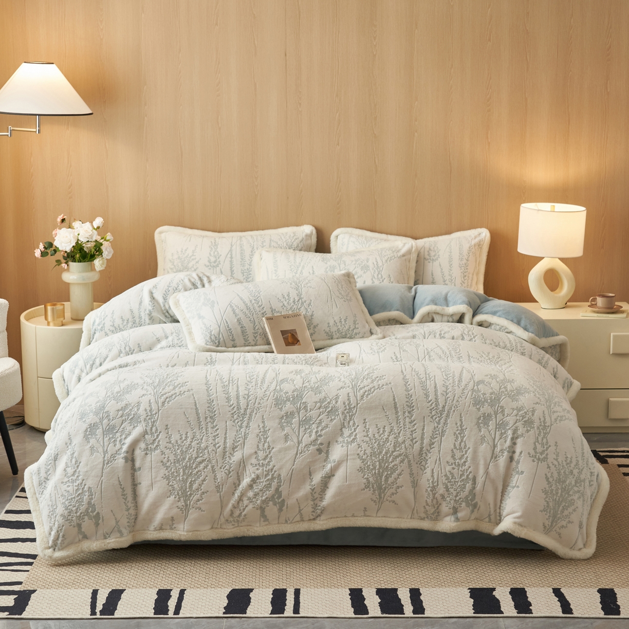 91家纺网 家纺一手货源 找家纺 晨曦家纺 2025新款兔毛包边雕花琅花牛奶绒四件套复古高级感轻奢 兰亭序