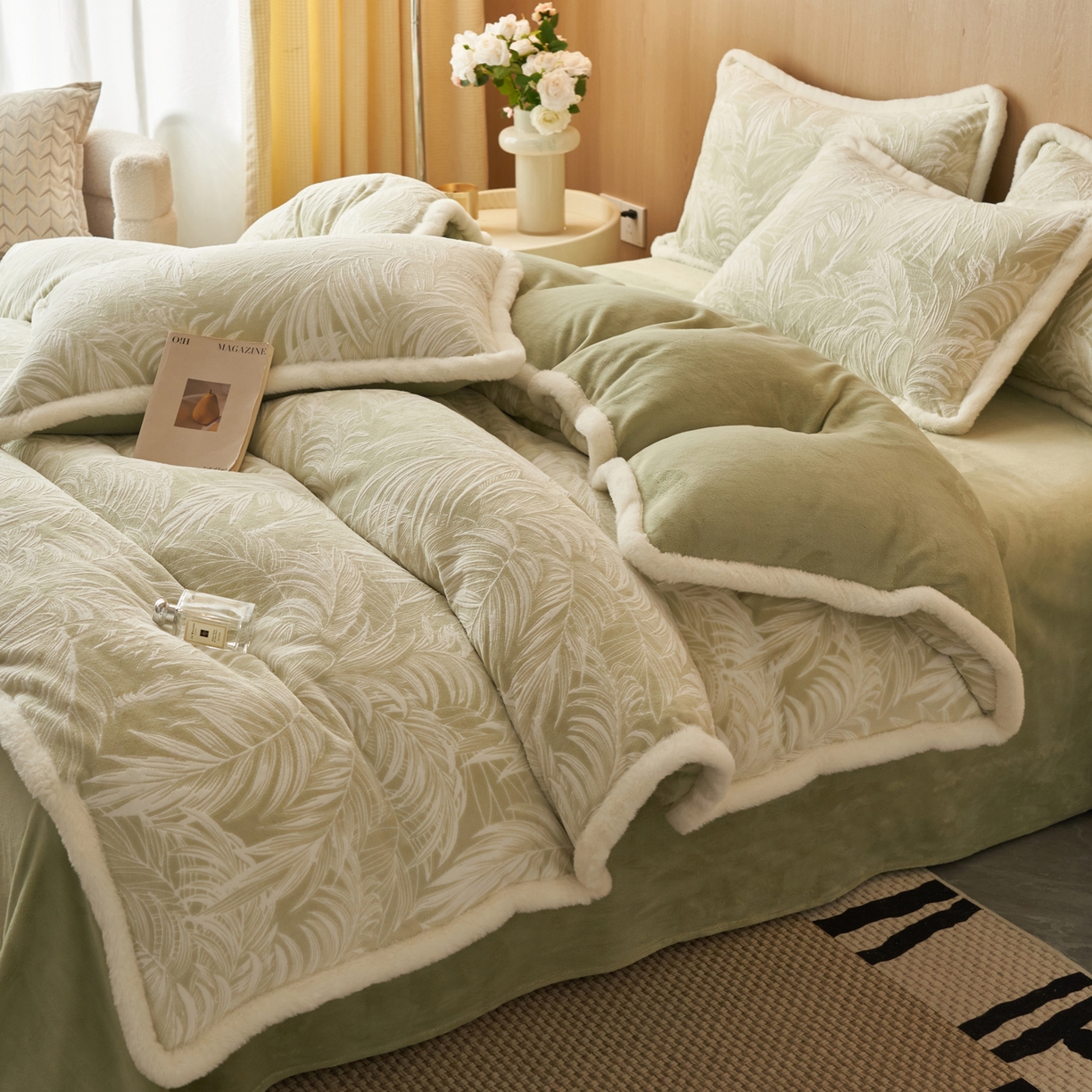 91家纺网 家纺一手货源 找家纺 晨曦家纺 2025新款兔毛包边雕花琅花牛奶绒四件套复古高级感轻奢 冬梦