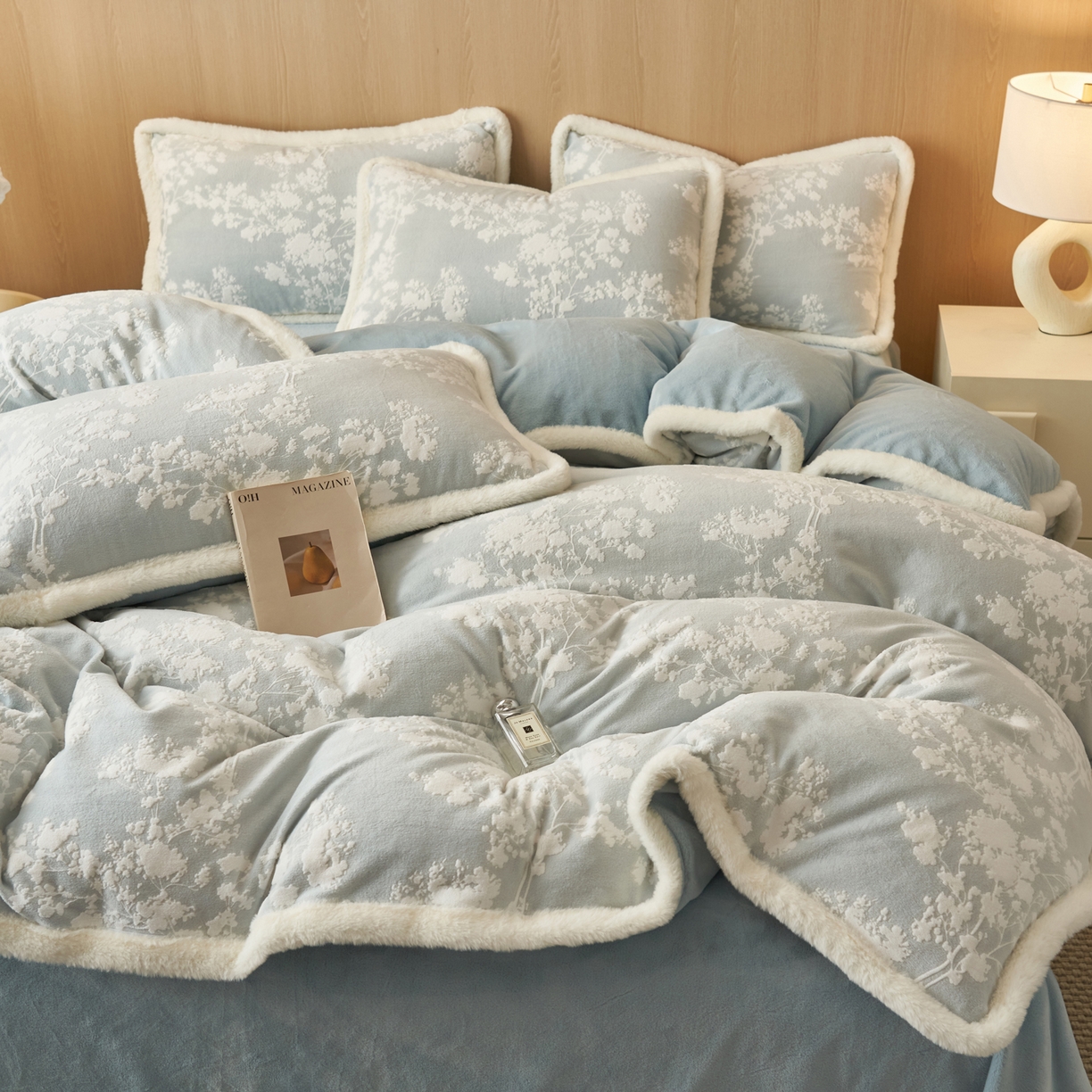 91家纺网 家纺一手货源 找家纺 晨曦家纺 2025新款兔毛包边雕花琅花牛奶绒四件套复古高级感轻奢 花枝