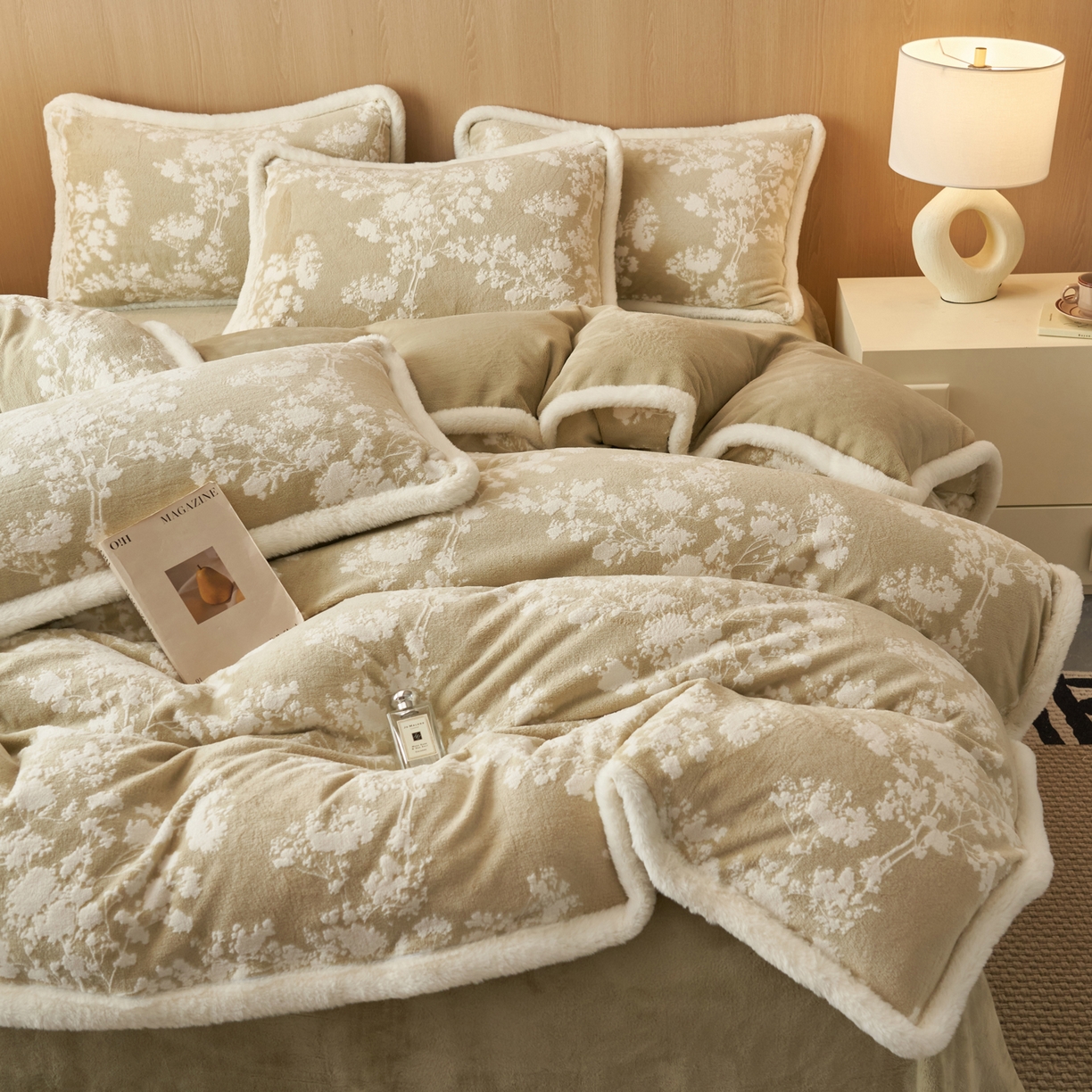 91家纺网 家纺一手货源 找家纺 晨曦家纺 2025新款兔毛包边雕花琅花牛奶绒四件套复古高级感轻奢 梦香