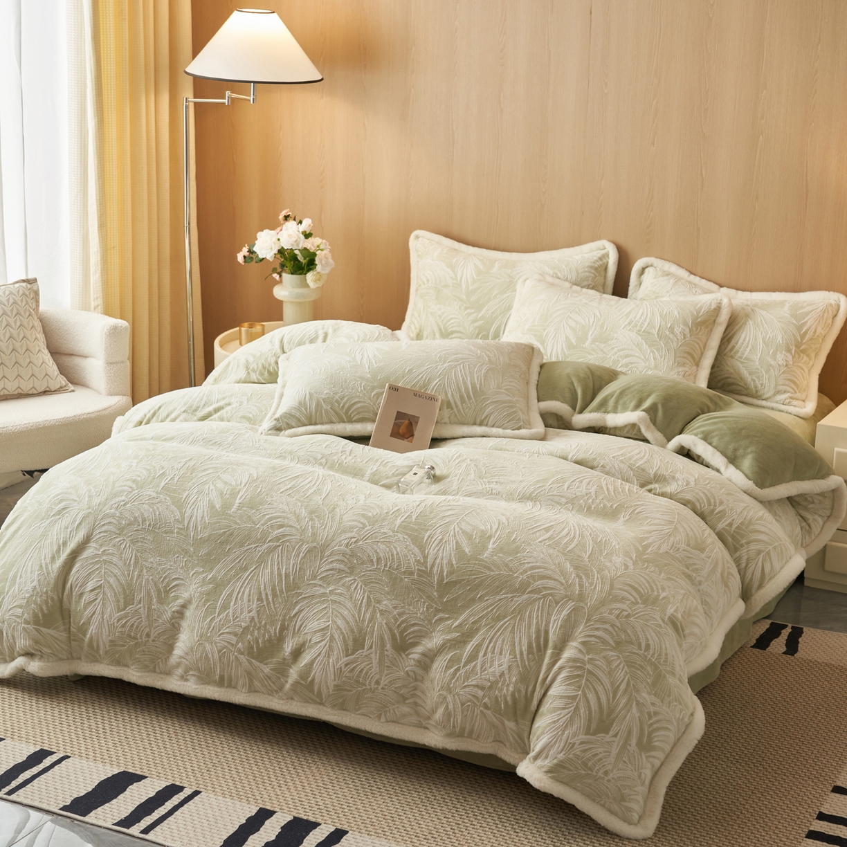 91家纺网 家纺一手货源 找家纺 晨曦家纺 2025新款兔毛包边雕花琅花牛奶绒四件套复古高级感轻奢 冬梦