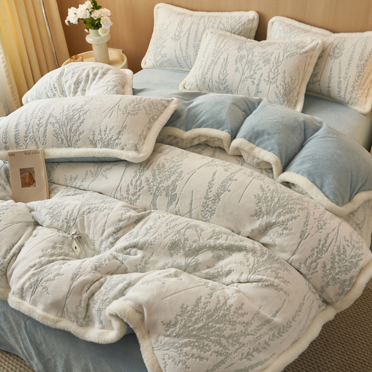 91家纺网 家纺一手货源 找家纺 晨曦家纺 2025新款兔毛包边雕花琅花牛奶绒四件套复古高级感轻奢 兰亭序