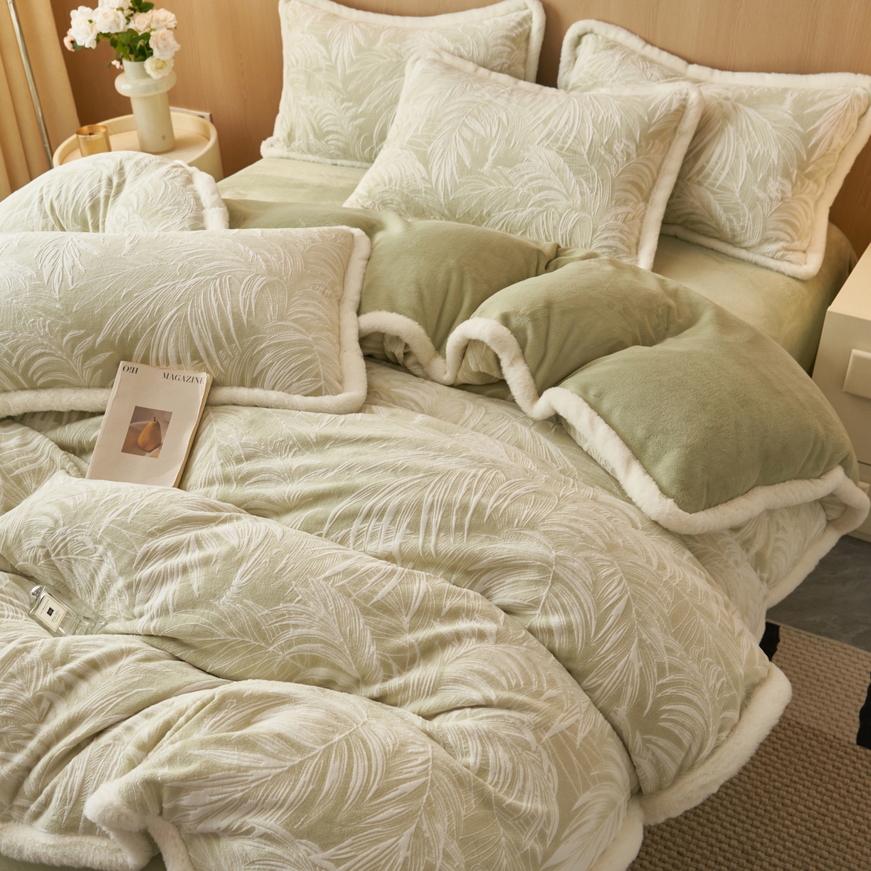 91家纺网 家纺一手货源 找家纺 晨曦家纺 2025新款兔毛包边雕花琅花牛奶绒四件套复古高级感轻奢 冬梦