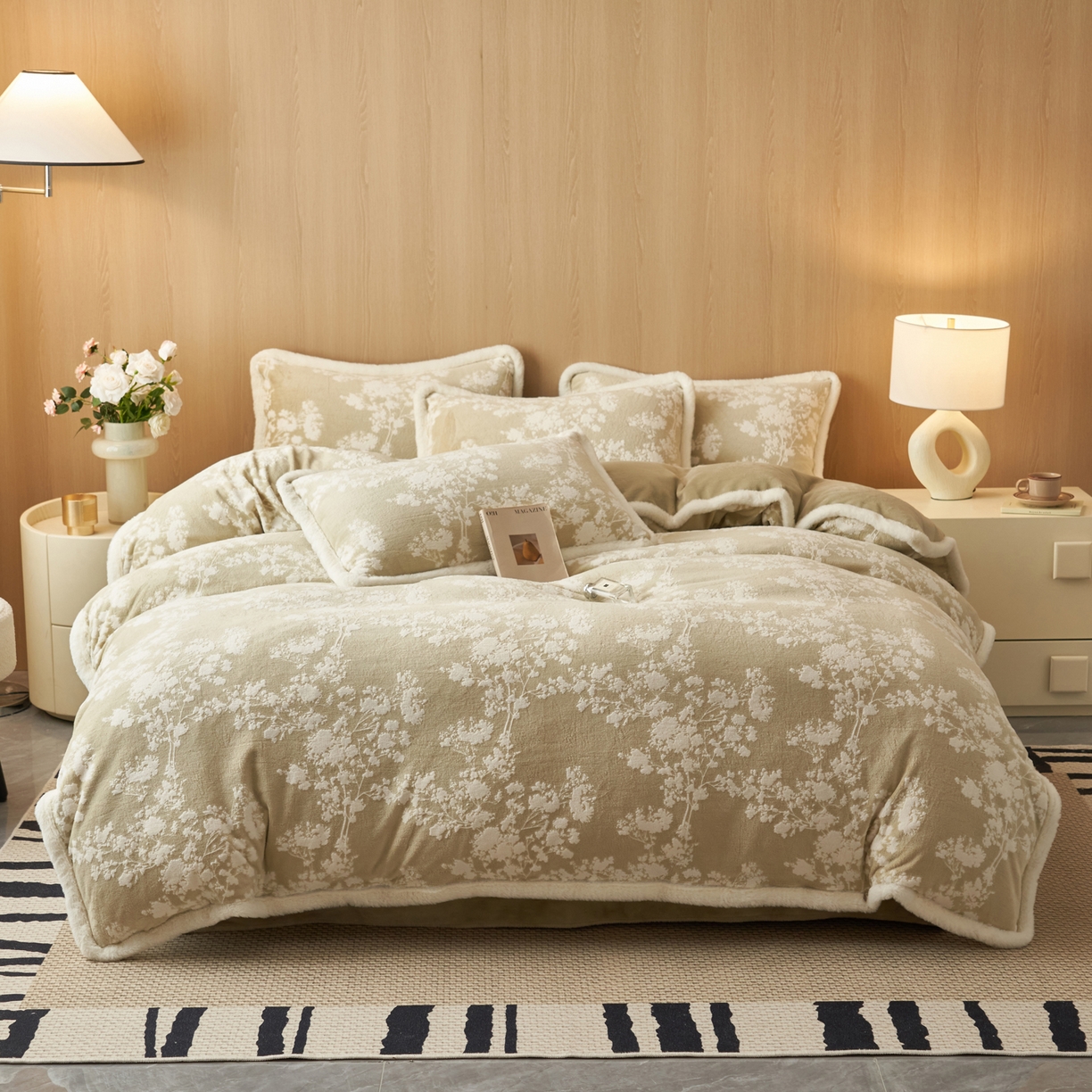 91家纺网 家纺一手货源 找家纺 晨曦家纺 2025新款兔毛包边雕花琅花牛奶绒四件套复古高级感轻奢 梦香