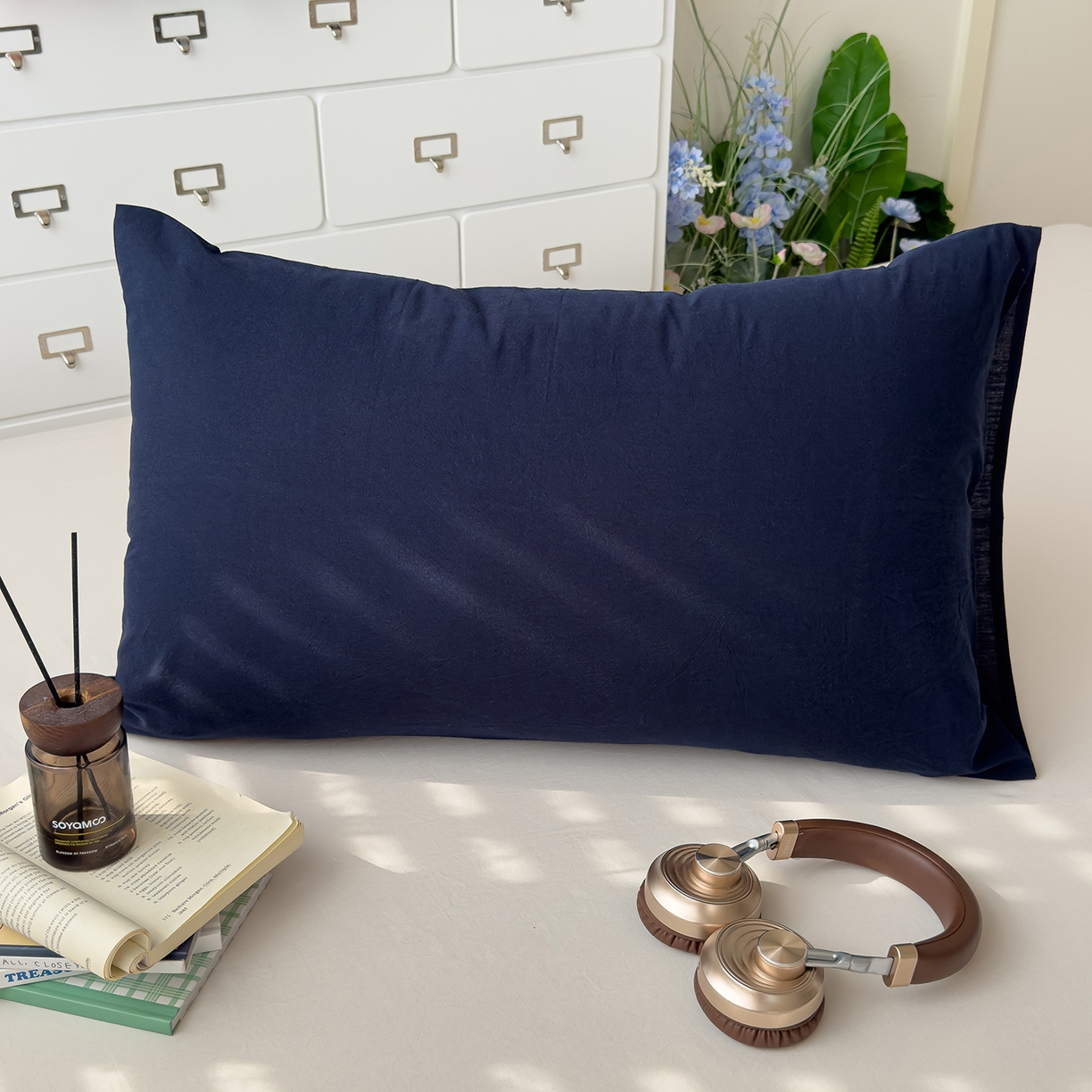 91家纺网 家纺一手货源 找家纺 （总）对白 2025新款全棉色织水洗棉单品枕套