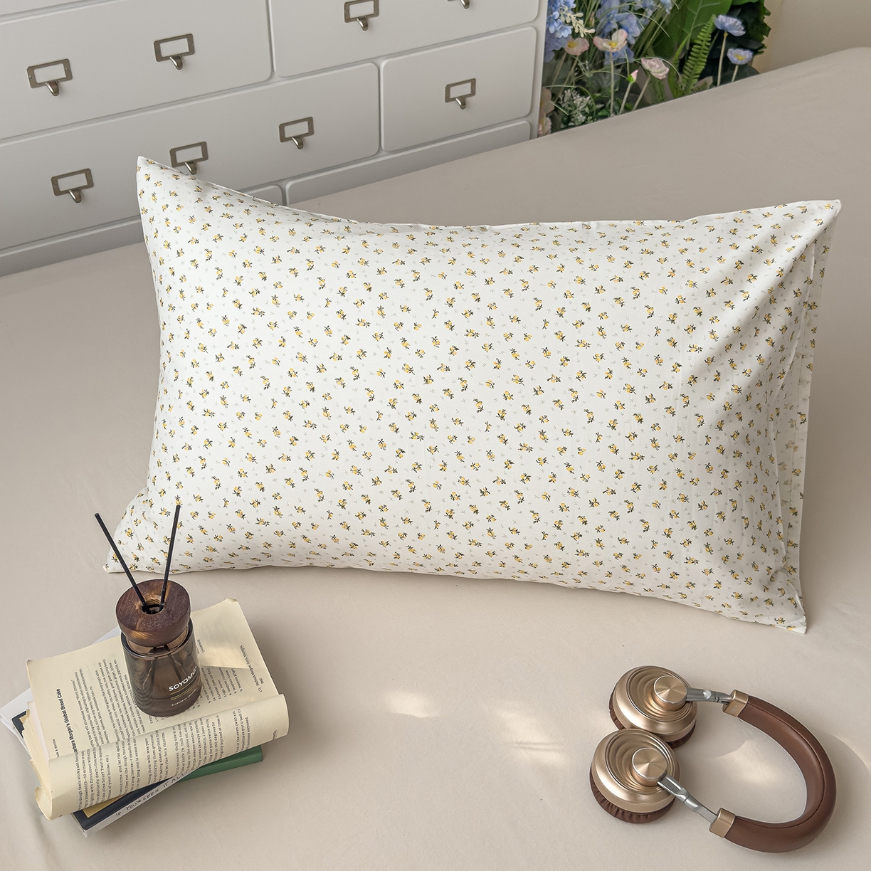 91家纺网 家纺一手货源 找家纺 （总）对白 2025新款全棉色织水洗棉单品枕套