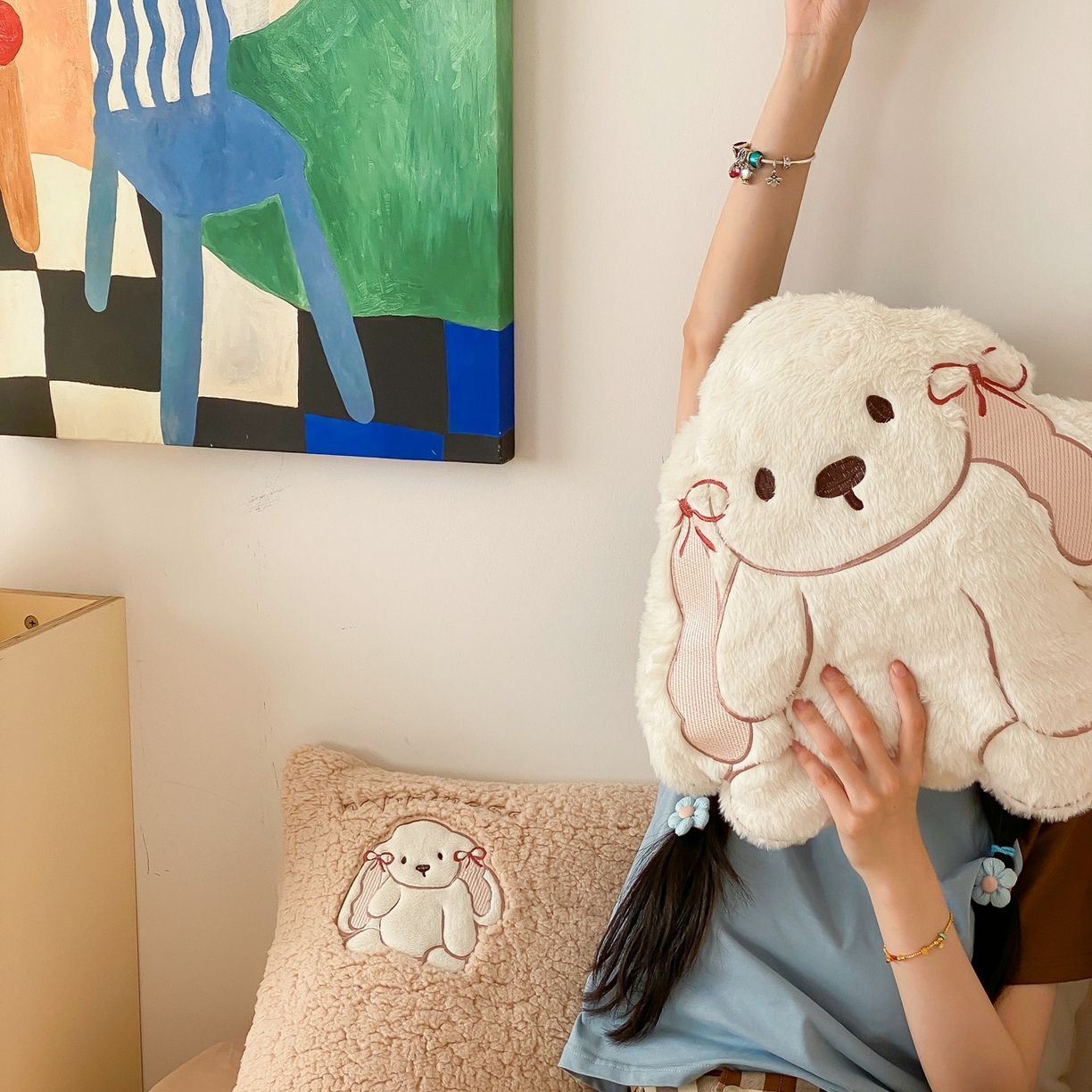 91家纺网 家纺一手货源 找家纺 （总）MIU缪家居 2025新款A版兔毛B版牛奶绒四件套-呆萌兔