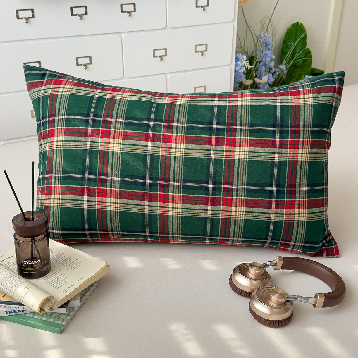 91家纺网 家纺一手货源 找家纺 （总）对白 2025新款全棉色织水洗棉单品枕套