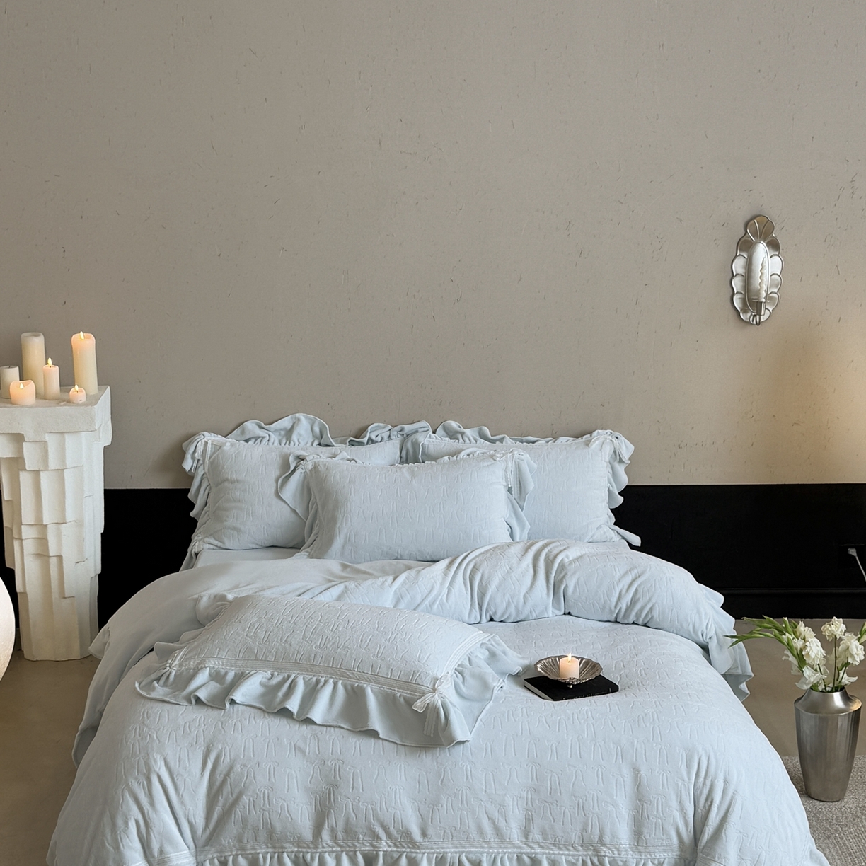 MIU缪家居 2025新款雕花牛奶绒四件套-薇薇安 薇薇安-蓝