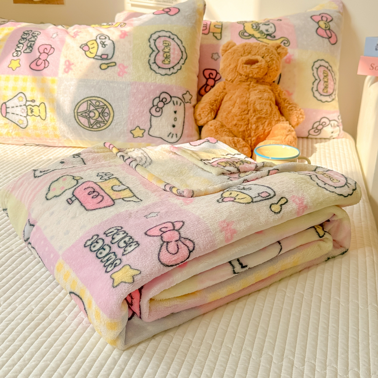 91家纺网 家纺一手货源 找家纺 韩巢家纺 2025新款四季可用牛奶绒多功能毛毯 少女战士