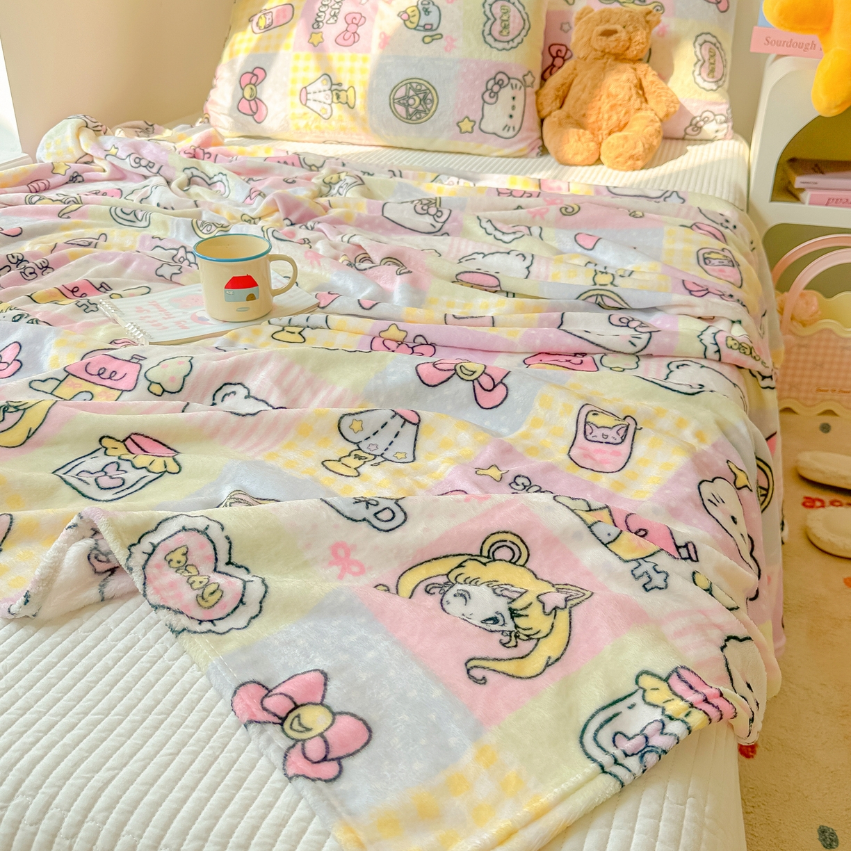 91家纺网 家纺一手货源 找家纺 韩巢家纺 2025新款四季可用牛奶绒多功能毛毯 少女战士