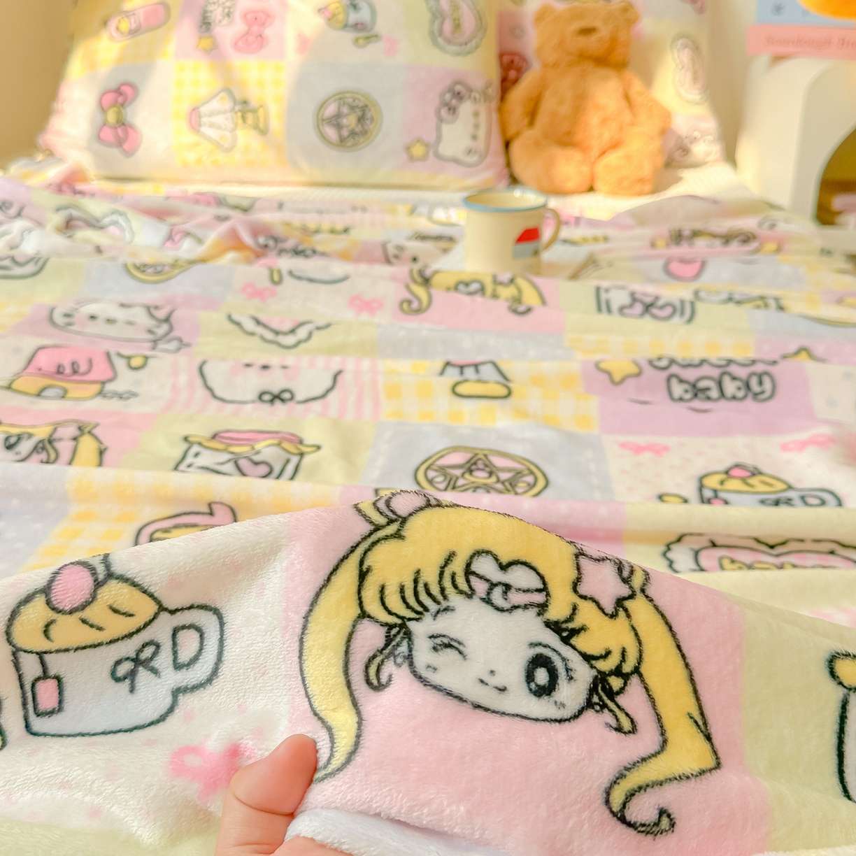 91家纺网 家纺一手货源 找家纺 韩巢家纺 2025新款四季可用牛奶绒多功能毛毯 少女战士