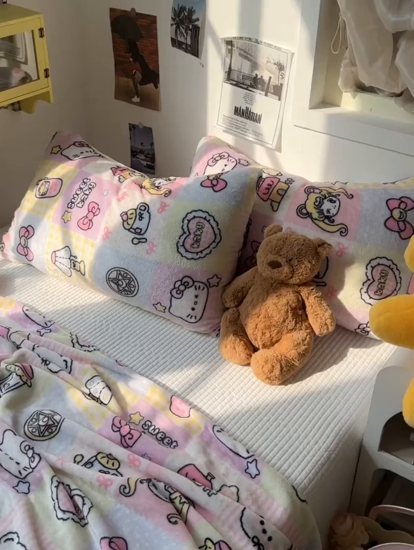 91家纺网 家纺一手货源 找家纺 韩巢家纺 2025新款四季可用牛奶绒多功能毛毯 少女战士