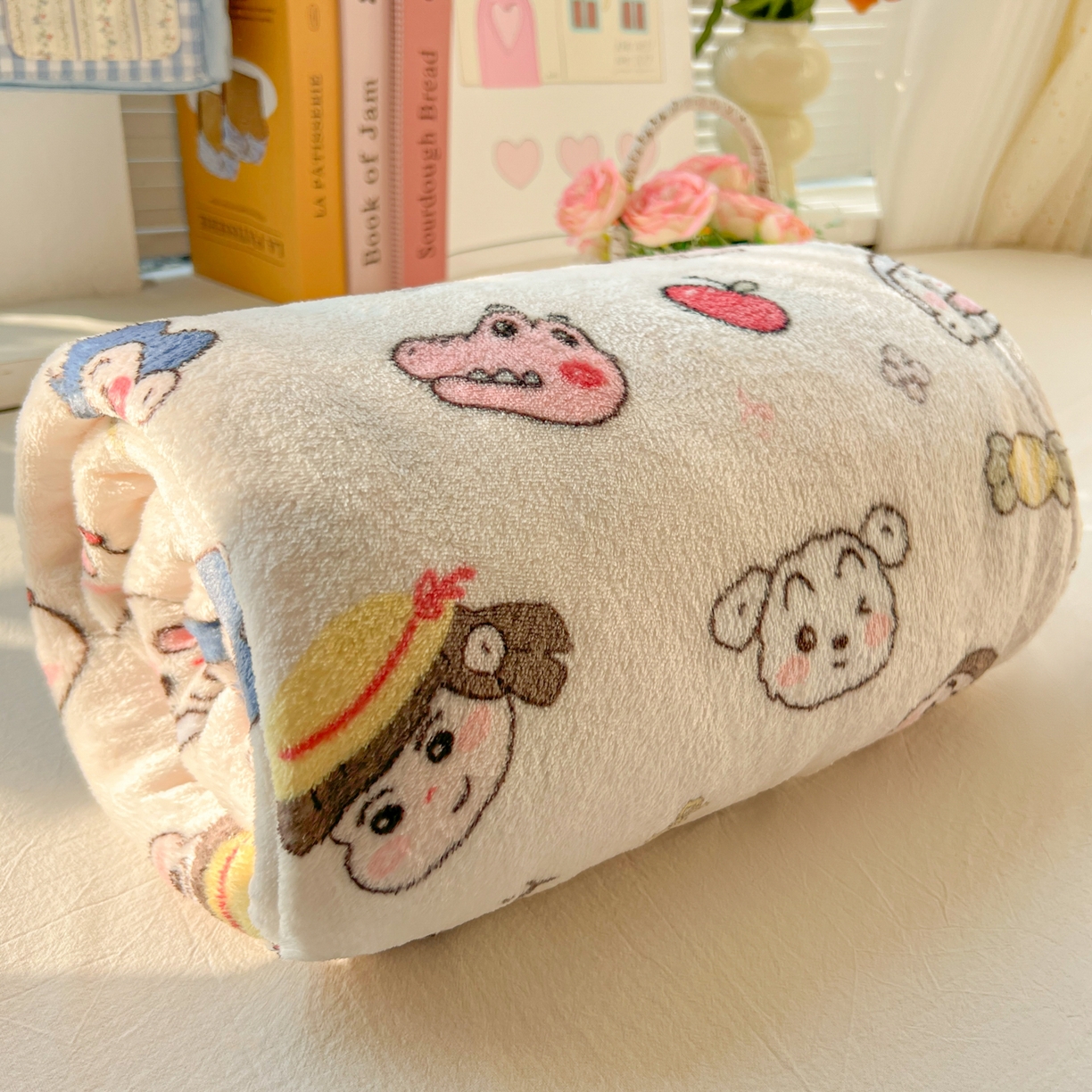 韩巢家纺 2025新款四季可用牛奶绒多功能毛毯 糖果蜡笔