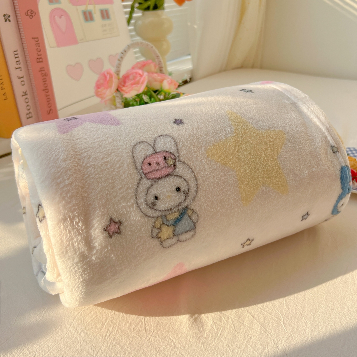 韩巢家纺 2025新款四季可用牛奶绒多功能毛毯 星星米菲