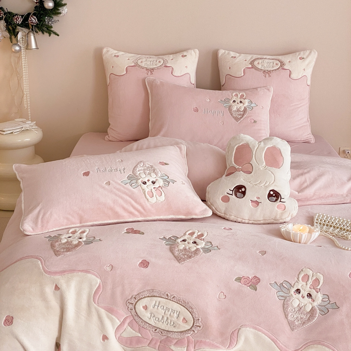 91家纺网 家纺一手货源 找家纺 （总）MIU缪家居 2025新款牛奶绒四件套-快乐甜心