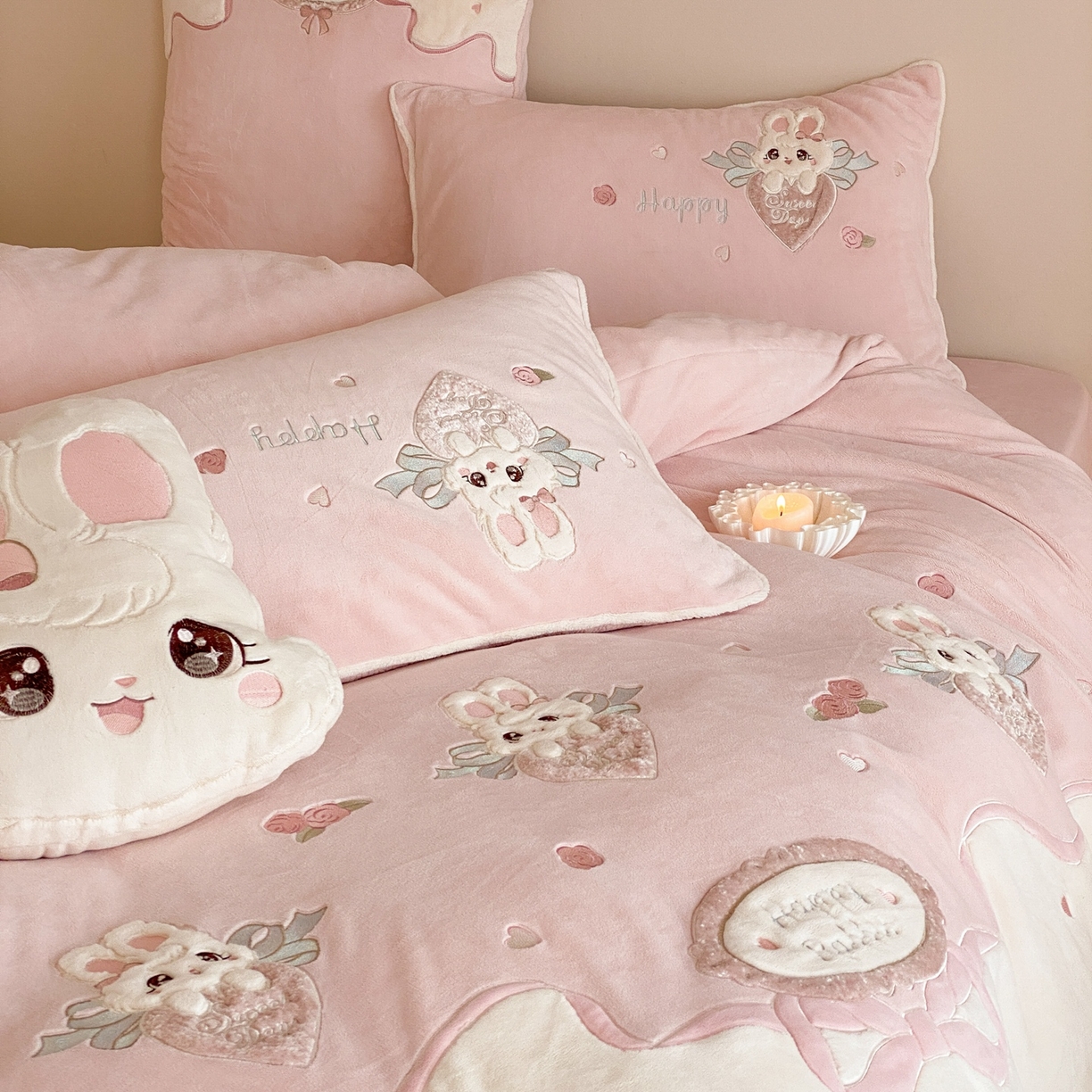 91家纺网 家纺一手货源 找家纺 （总）MIU缪家居 2025新款牛奶绒四件套-快乐甜心