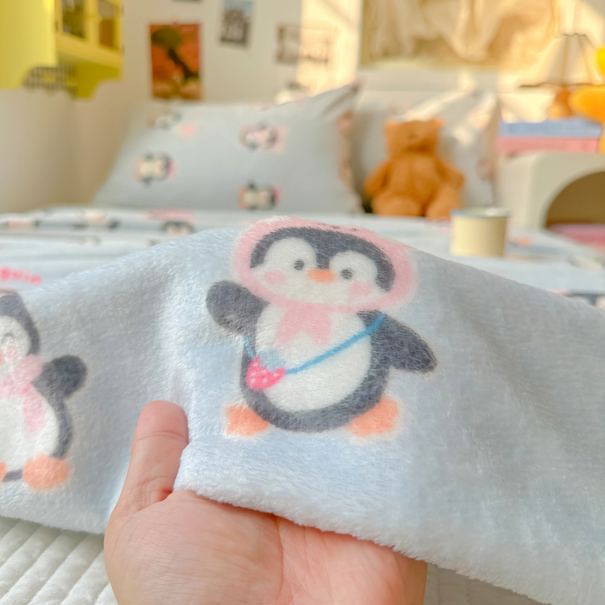 91家纺网 家纺一手货源 找家纺 韩巢家纺 2025新款四季可用牛奶绒多功能毛毯 QQ企鹅