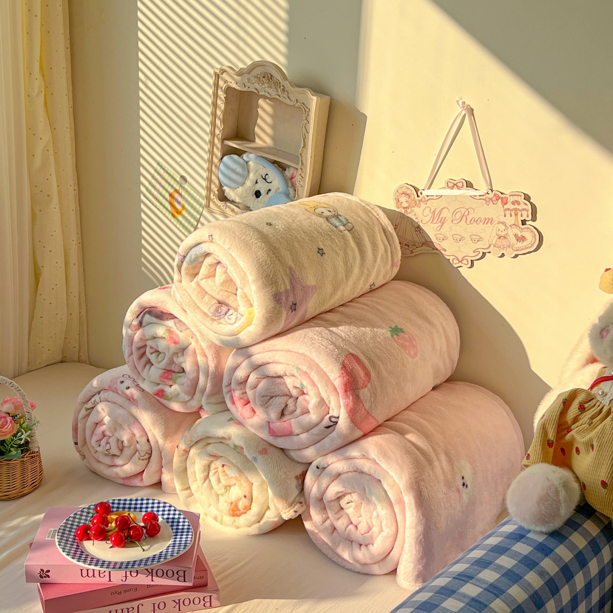 韩巢家纺 2025新款四季可用牛奶绒多功能毛毯 组合图