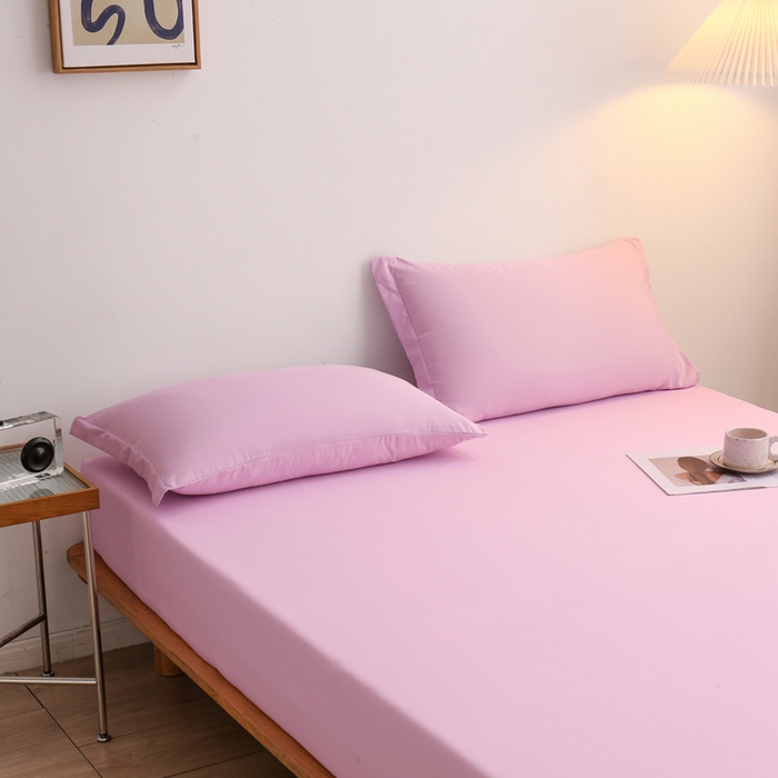 91家纺网 家纺一手货源 找家纺 啊雅家居 2025新款简约单人床笠双人床笠水洗磨毛床笠 粉色