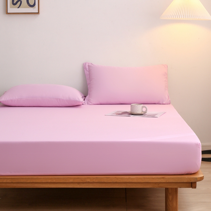 91家纺网 家纺一手货源 找家纺 啊雅家居 2025新款简约单人床笠双人床笠水洗磨毛床笠 粉色