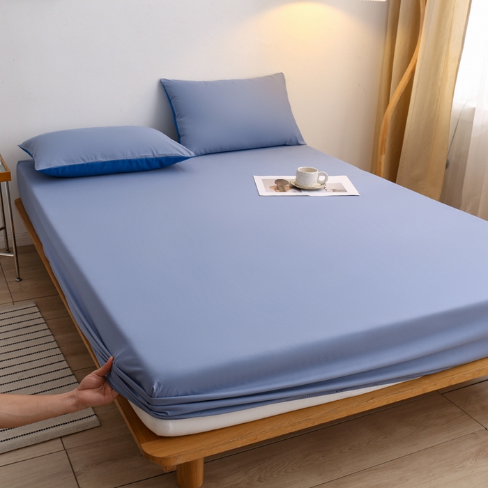 91家纺网 家纺一手货源 找家纺 啊雅家居 2025新款简约单人床笠双人床笠水洗磨毛床笠 浅蓝灰