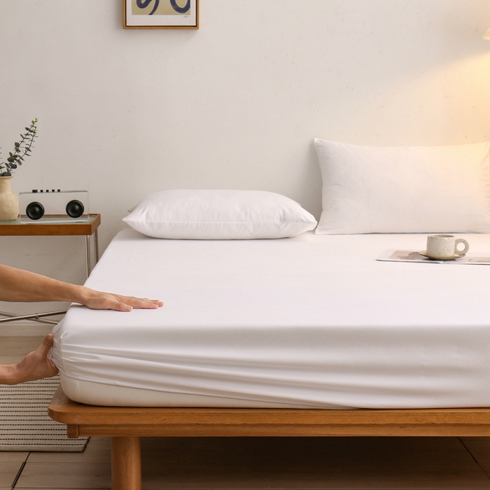 啊雅家居 2025新款简约单人床笠双人床笠水洗磨毛床笠 大白