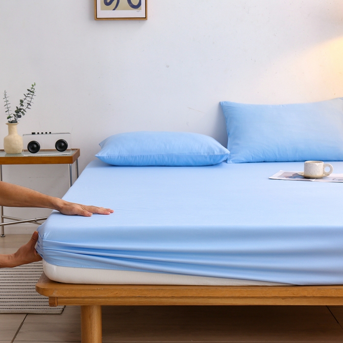 啊雅家居 2025新款简约单人床笠双人床笠水洗磨毛床笠 天空蓝